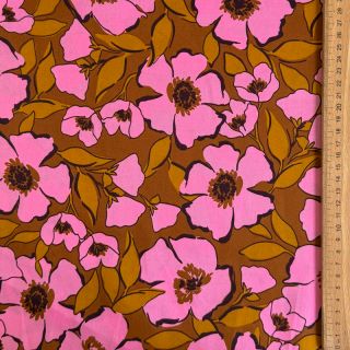 Cotton fabric SATIN Flower Kala caramel