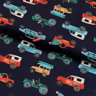 Cotton fabric Cars navy digital print
