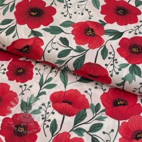 Cotton fabric Poppy offwhite digital print