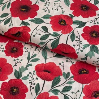 Cotton fabric Poppy offwhite digital print