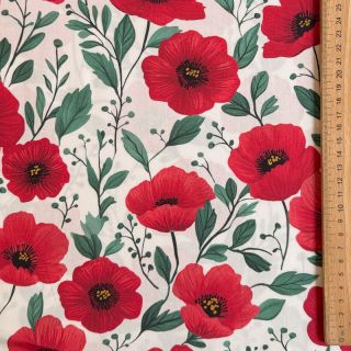 Cotton fabric Poppy offwhite digital print