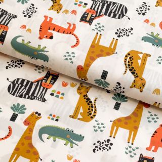 Cotton fabric Safari time offwhite digital print