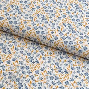 Cotton fabric Fine flowers blue