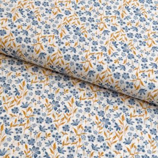Cotton fabric Fine flowers blue
