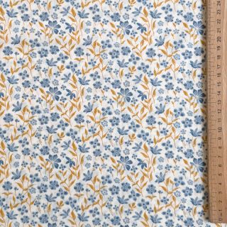 Cotton fabric Fine flowers blue