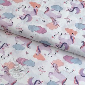 Cotton fabric Unicorns love white