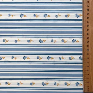 Cotton fabric Fine flowers STRIPE blue