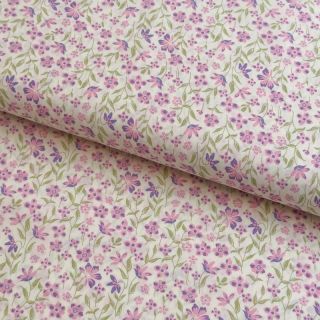 Cotton fabric Fine flowers purple
