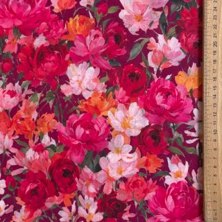 Cotton fabric VOILE Tanja flowers digital print