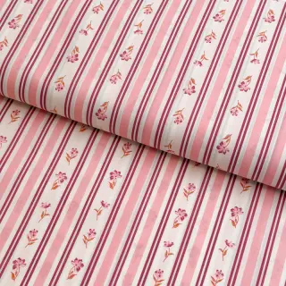 Cotton fabric Fine flowers STRIPE pink