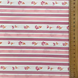 Cotton fabric Fine flowers STRIPE pink