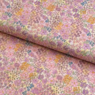 Cotton fabric VOILE Small hayppy flowers digital print