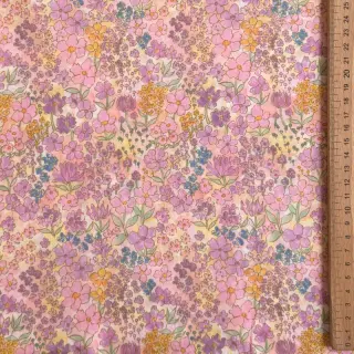 Cotton fabric VOILE Small hayppy flowers digital print