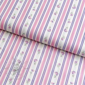 Cotton fabric Fine flowers STRIPE purple