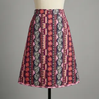 Cotton fabric VOILE STEPPED Daria flower aubergine digital print