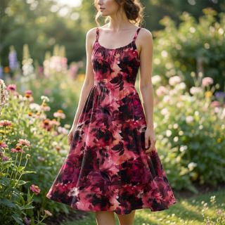 Cotton fabric SATIN Zurie flower digital print