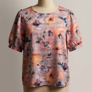 Cotton fabric SATIN Penny flower peach digital print