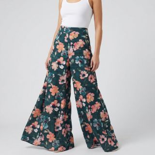 Cotton fabric SATIN Penny flower petrol digital print