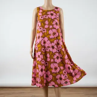 Cotton fabric SATIN Flower Kala caramel