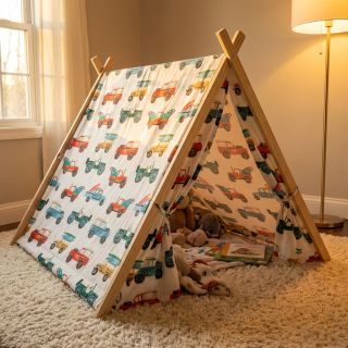 Cotton fabric Cars white digital print