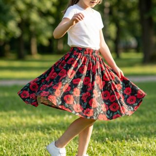 Cotton fabric Poppy black digital print