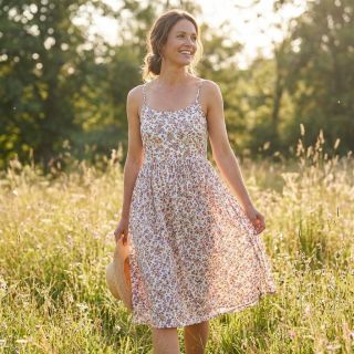 Cotton fabric Simie flowers offwhite digital print