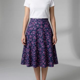 Cotton fabric Simie flowers navy digital print