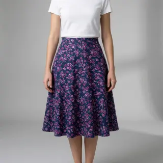 Cotton fabric Simie flowers navy digital print