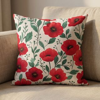 Cotton fabric Poppy offwhite digital print