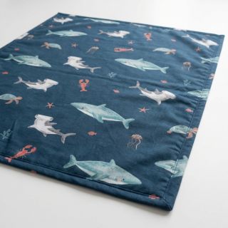 Cotton fabric Sea life petrol digital print