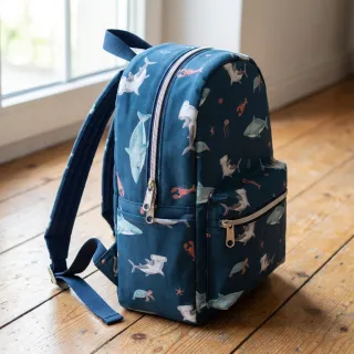 Cotton fabric Sea life petrol digital print