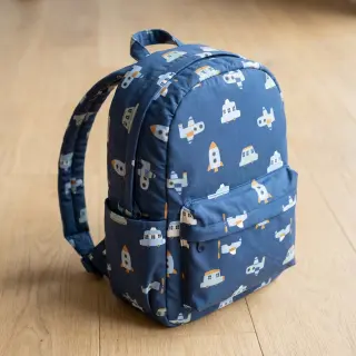 Cotton fabric Vehicles navy