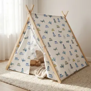 Cotton fabric Vehicles white