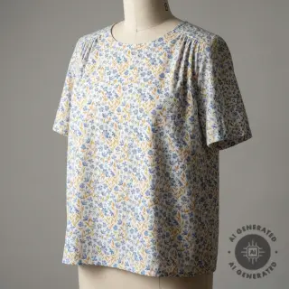 Cotton fabric Fine flowers blue