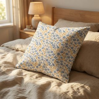 Cotton fabric Fine flowers blue