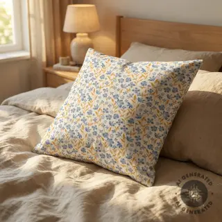 Cotton fabric Fine flowers blue