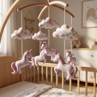 Cotton fabric Unicorns love white