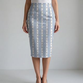 Cotton fabric Fine flowers STRIPE blue