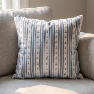 Cotton fabric Fine flowers STRIPE blue