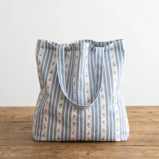Cotton fabric Fine flowers STRIPE blue