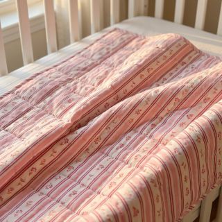 Cotton fabric Fine flowers STRIPE pink