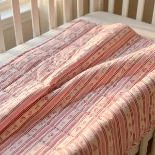 Cotton fabric Fine flowers STRIPE pink