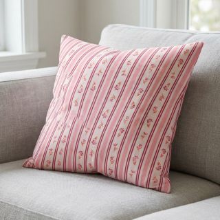 Cotton fabric Fine flowers STRIPE pink