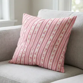 Cotton fabric Fine flowers STRIPE pink