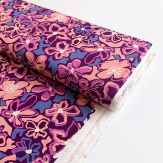 Viscose STRETCH Flowers Junie purple