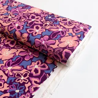 Viscose STRETCH Flowers Junie purple
