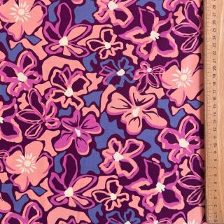 Viscose STRETCH Flowers Junie purple