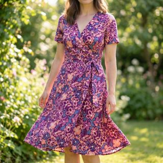 Viscose STRETCH Flowers Junie purple