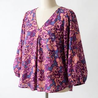 Viscose STRETCH Flowers Junie purple