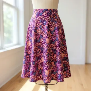 Viscose STRETCH Flowers Junie purple